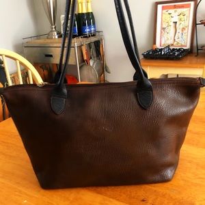 Beautiful Vintage Longchamp Dark Brown Leather Tote Excellent